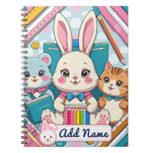 Cahier Mignon Lapin & Chat – Nom Éditable
