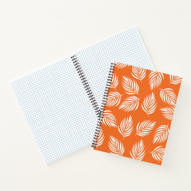 Cahier Moderne à Motif de Feuille Tropicale Orange (Intérieur)