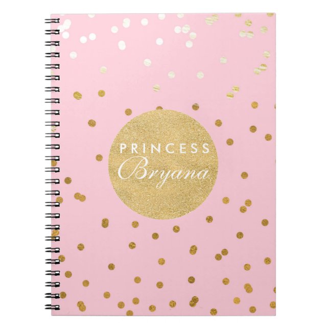 Cahier moderne à points de confettis brillants ros (Devant)