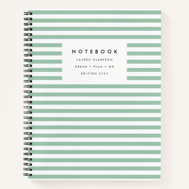 Cahier Moderne Vert Clair Rayé (Devant)