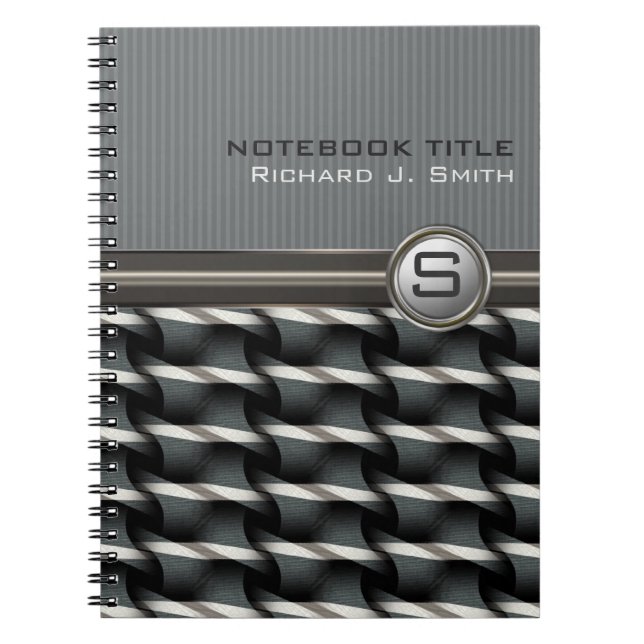 Cahier Monogramme à Motif en Acier Abstrait pour M (Devant)