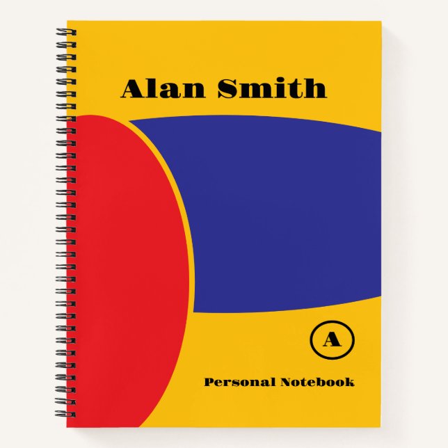 Cahier Monogramme Géométrique Rouge Jaune Bleu (Devant)