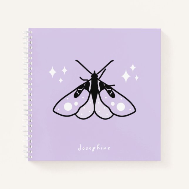 Cahier Moth Violet Magique avec Nom (Devant)