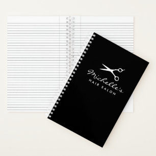 Cahier noir à spirale pour salon de coiffure ou ba