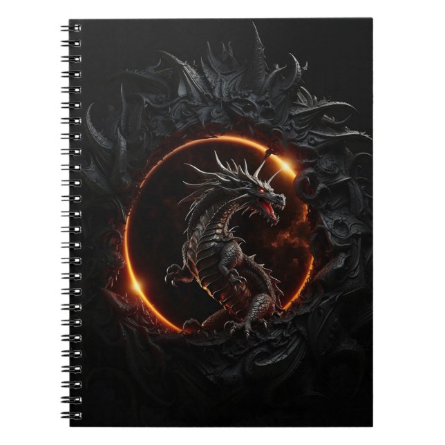 Cahier noir Eclipse solaire Dragon gothique (Devant)