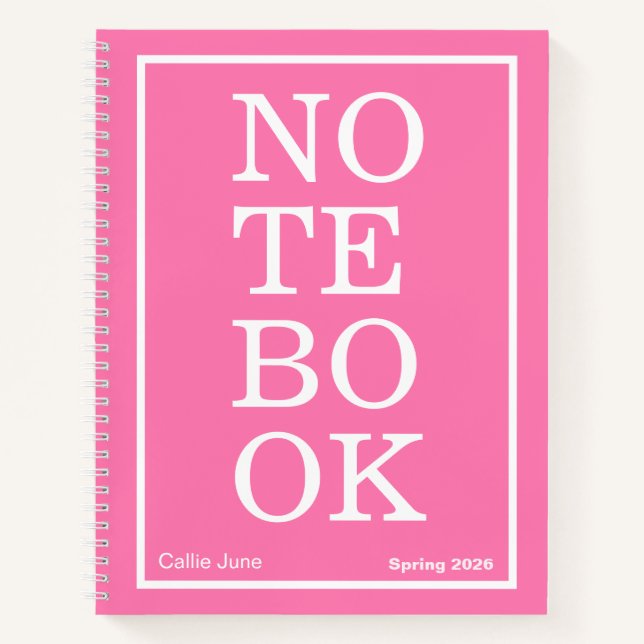 Cahier "NOTEBOOK" Moderne Grand Rose Clair (Devant)