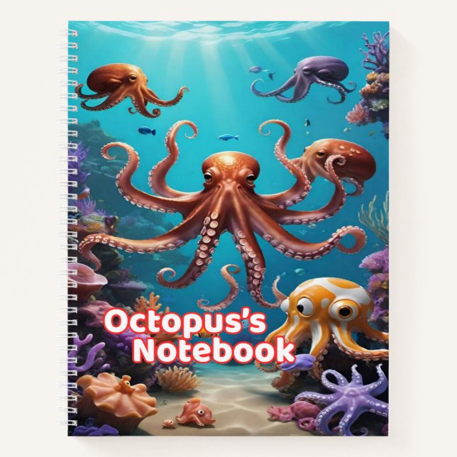 Cahier Octopus pour Enfants | Spirale Largement Ré (Devant)