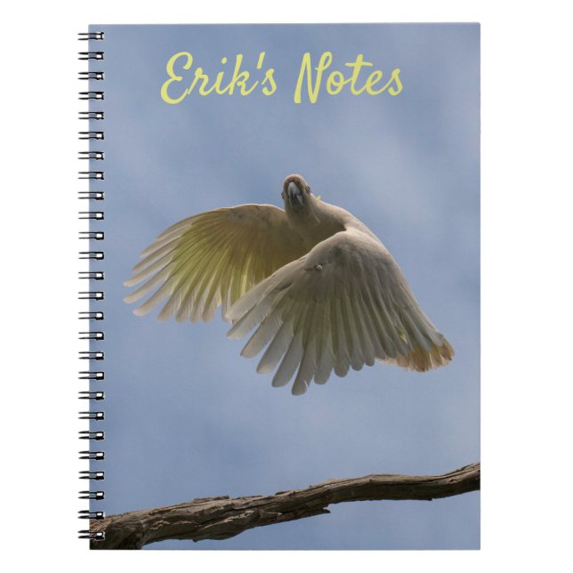 Cahier Oiseau Cacatoès Perroquet Volant dans le Ci (Devant)