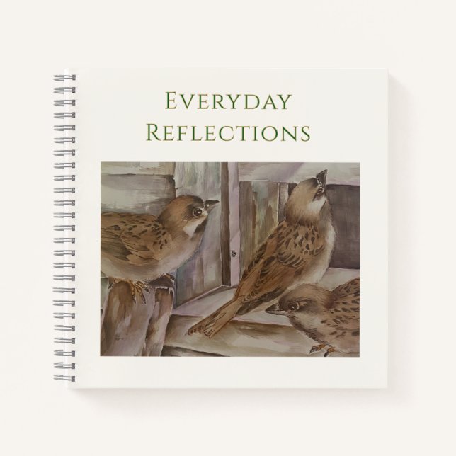 Cahier Oiseau Moineau | Cadeau Journal de Nature | (Devant)