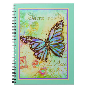 Cahier papillon sarcelle et violet