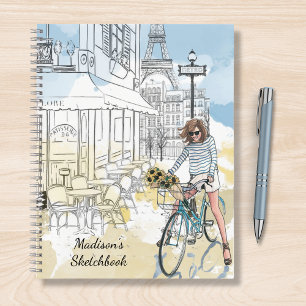 Cahier Paris Tour Eiffel Bicyclette personnalisé