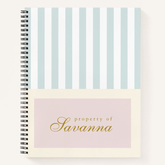 Cahier pastel personnalisé à l'esthétique minimali (Devant)