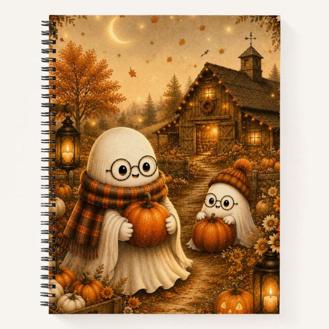 Cahier Patch Citrouille Fantôme Mignon (Devant)