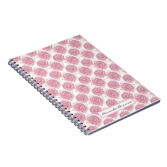 Cahier peint de roses roses et de paillettes dorée (Côté Droit)