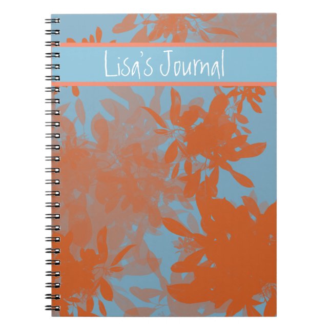 Cahier personnalisable à feuilles bleues et orange (Devant)