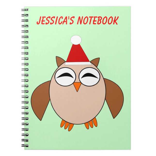 Cahier Personnalisable Chouette de Noël Mignon (Devant)