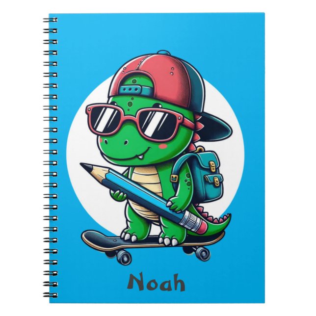 Cahier personnalisable pour enfants avec dinosaure (Devant)
