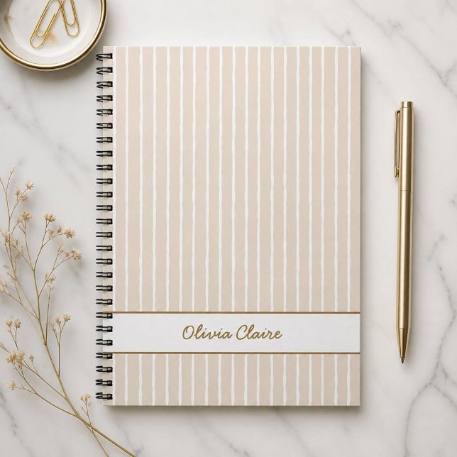 Cahier personnalisable rayé beige clair (Mockup)