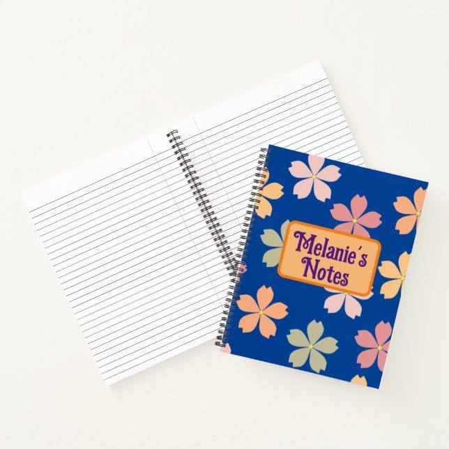 Cahier personnalisé à fond bleu floral (Intérieur)