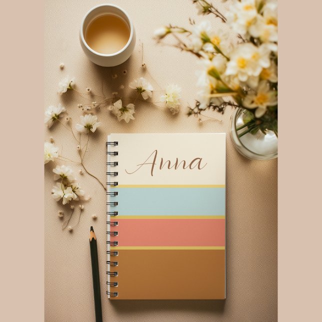 Cahier personnalisé à nom - Journal rayé d'été (Créateur téléchargé)