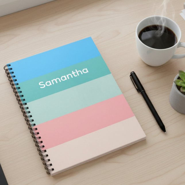 Cahier personnalisé à rayures et blocs de couleur  (Créateur téléchargé)