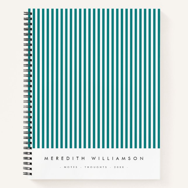 Cahier personnalisé à rayures verticales bleu sarc (Devant)