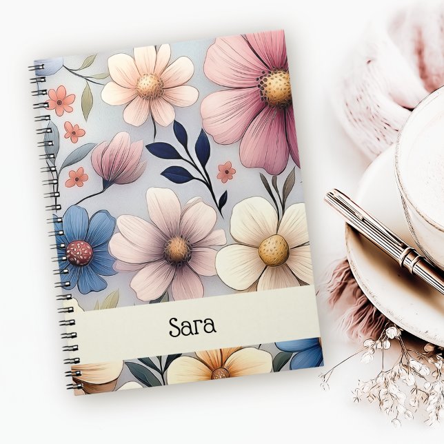 Cahier personnalisé à spirale florale (Créateur téléchargé)