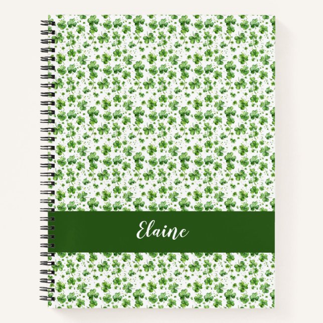 Cahier personnalisé à spirale Trèfle vert Cadeau I (Devant)