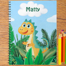 Cahier personnalisé aquarelle dinosaures garçons é