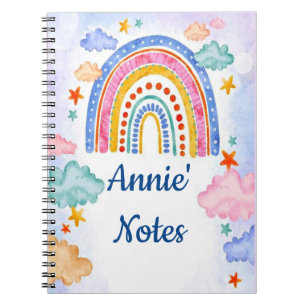 Cahier personnalisé arc-en-ciel pastel mignon