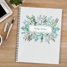 Cahier personnalisé aux feuilles de eucalyptus ver