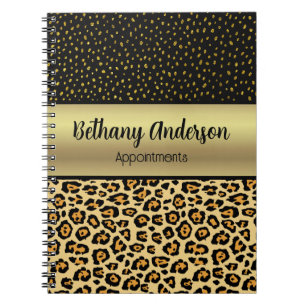 Cahier personnalisé avec impression léopard et or