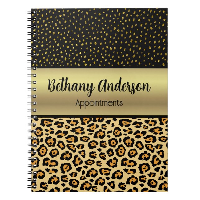 Cahier personnalisé avec impression léopard et or  (Devant)