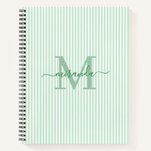 Cahier personnalisé avec monogramme et rayures ver