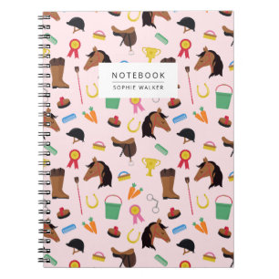 Cahier personnalisé avec motif équestre mignon