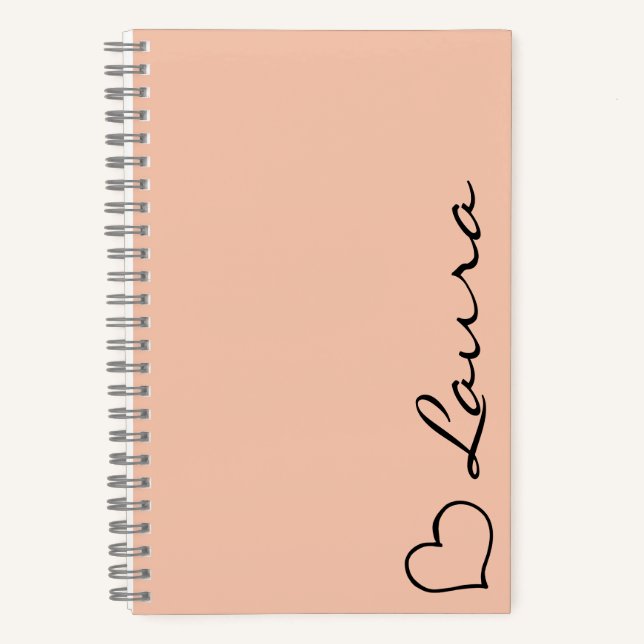 Cahier personnalisé avec nom écriture cœur (Recto)