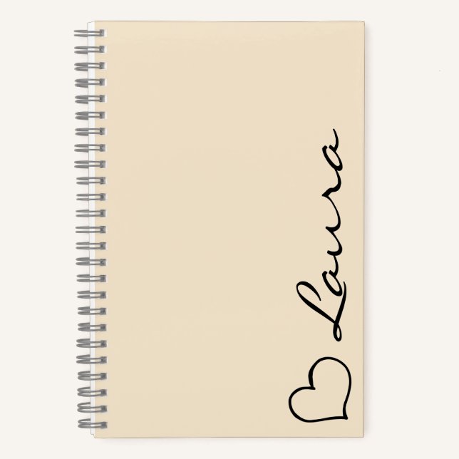 Cahier personnalisé avec nom écriture cœur (Recto)
