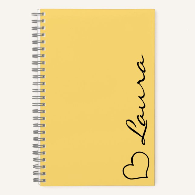 Cahier personnalisé avec nom écriture cœur (Recto)