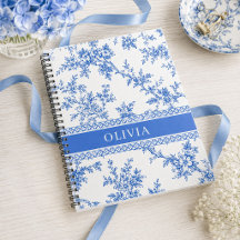 Cahier personnalisé avec nom Toile Bleue