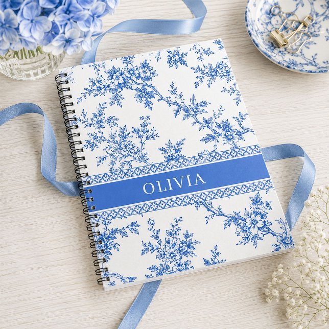Cahier personnalisé avec nom Toile Bleue (Créateur téléchargé)