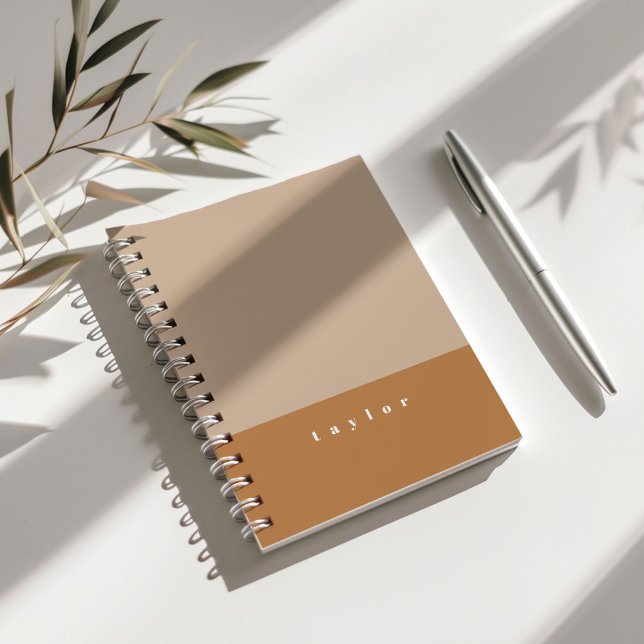 Cahier personnalisé bloc de couleur rose (Blush pink color block personalizable notebook.)