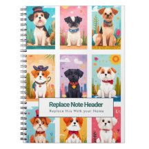 Cahier Personnalisé Chiens Colorés Mignons