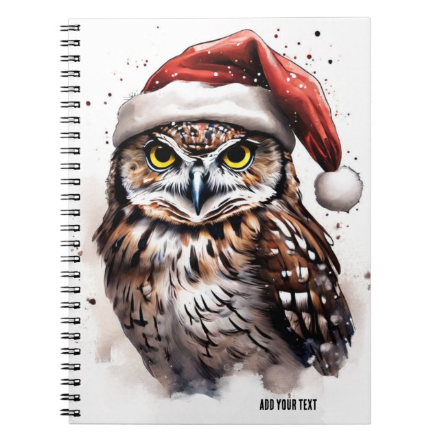 Cahier personnalisé Chouette de Noël mignon (Devant)