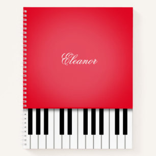 Cahier personnalisé clavier de piano rouge