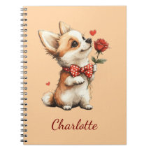 Cahier personnalisé Corgi avec nom personnalisé