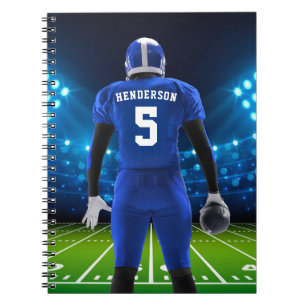 Cahier personnalisé de joueur de football bleu