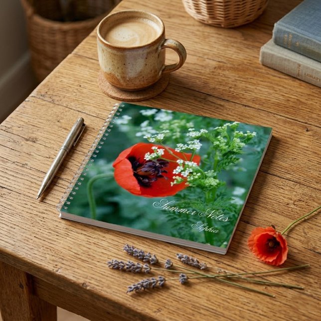 Cahier personnalisé de notes d'été à la fleur de p (Créateur téléchargé)