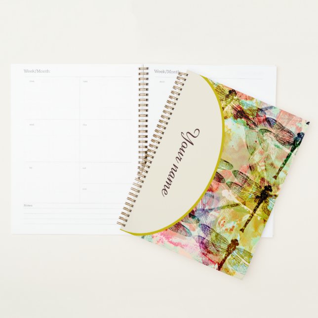 Cahier personnalisé des libellules abstraites (Devant avec enveloppe)