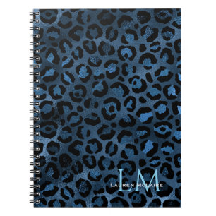 Cahier Personnalisé Élégant Léopard Bleu