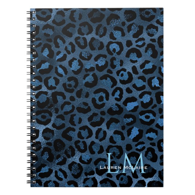 Cahier Personnalisé Élégant Léopard Bleu (Devant)